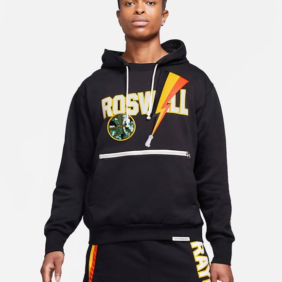 Nike Roswell Rayguns Basketball Hoodie Black Team CV1933-010 Black Gold Orange - Picture 11 of 16